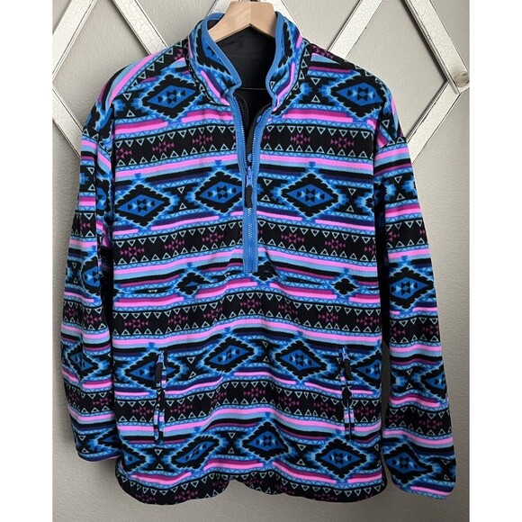 Chubbies Men’s L Reversible 1/2 Zip Fleece Jacket Southwestern/Aztec - Picture 2 of 14